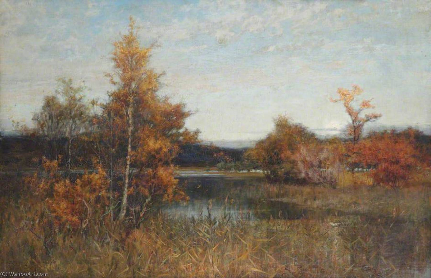 WikiOO.org - אנציקלופדיה לאמנויות יפות - ציור, יצירות אמנות Alfred East - An Autumn Afterglow
