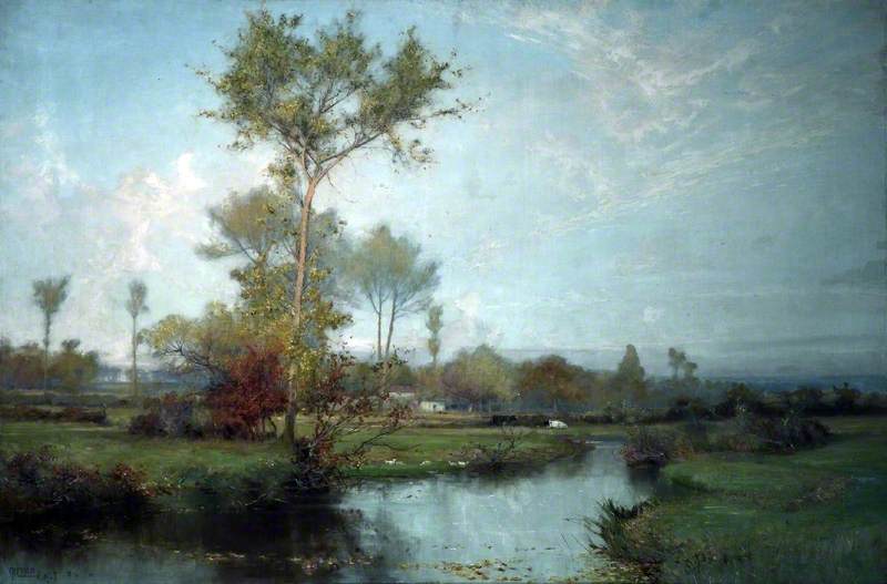 Wikioo.org - The Encyclopedia of Fine Arts - Painting, Artwork by Alfred East - October Glow, near Yardley Woods