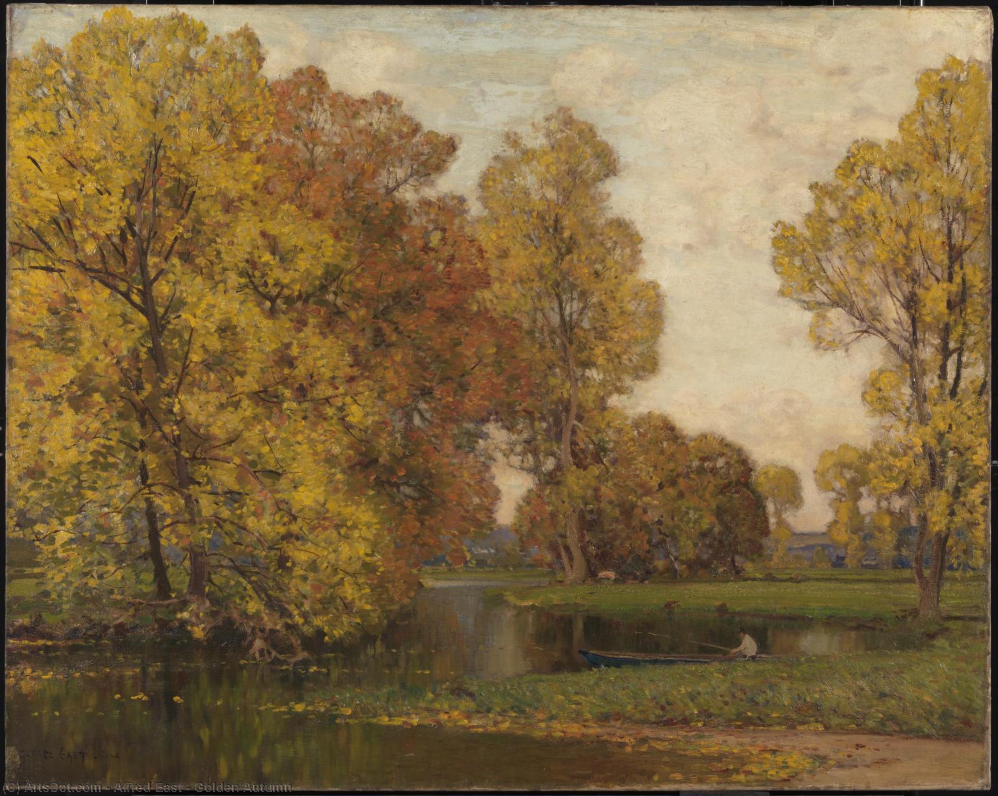 Wikioo.org - The Encyclopedia of Fine Arts - Painting, Artwork by Alfred East - Golden Autumn