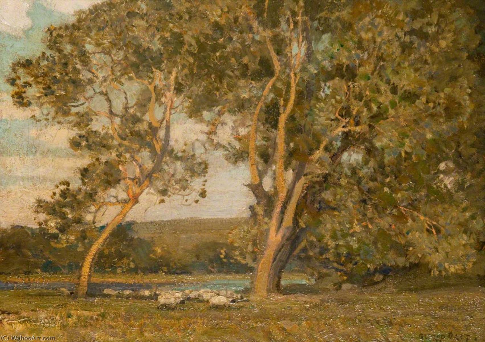 Wikioo.org - The Encyclopedia of Fine Arts - Painting, Artwork by Alfred East - In the Water Meadows