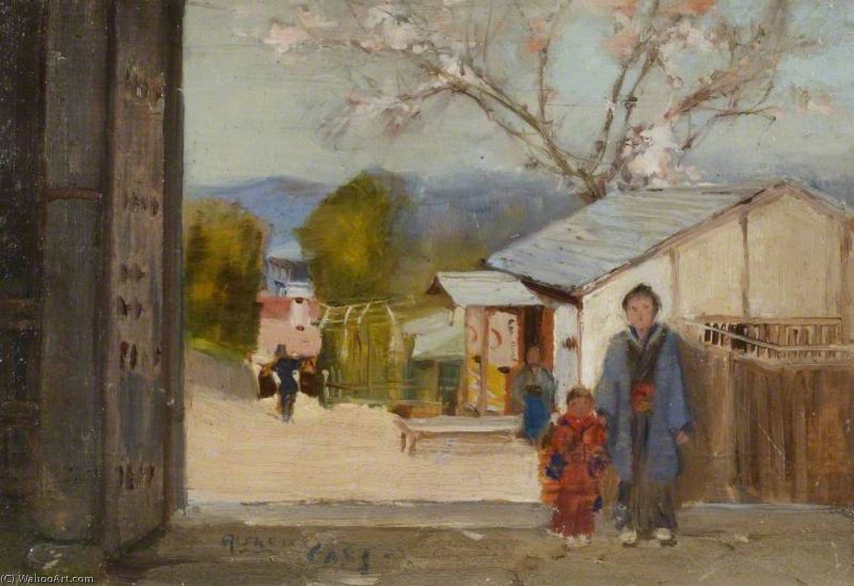 Wikioo.org - The Encyclopedia of Fine Arts - Painting, Artwork by Alfred East - Kyoto Scene, Japan
