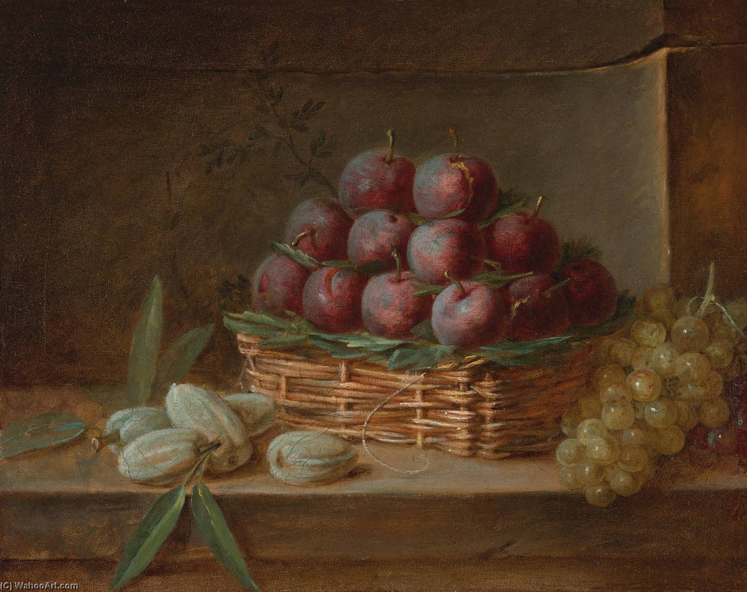 Wikioo.org - The Encyclopedia of Fine Arts - Painting, Artwork by Henri Horace Roland De La Porte - Still Life with Plums, Almonds and Raisins