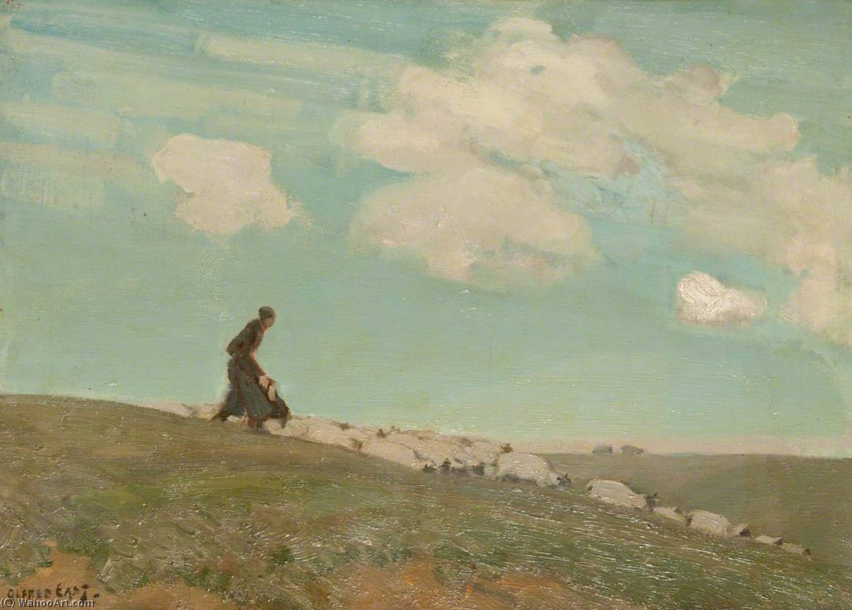 Wikioo.org - The Encyclopedia of Fine Arts - Painting, Artwork by Alfred East - The Top of the Wolds