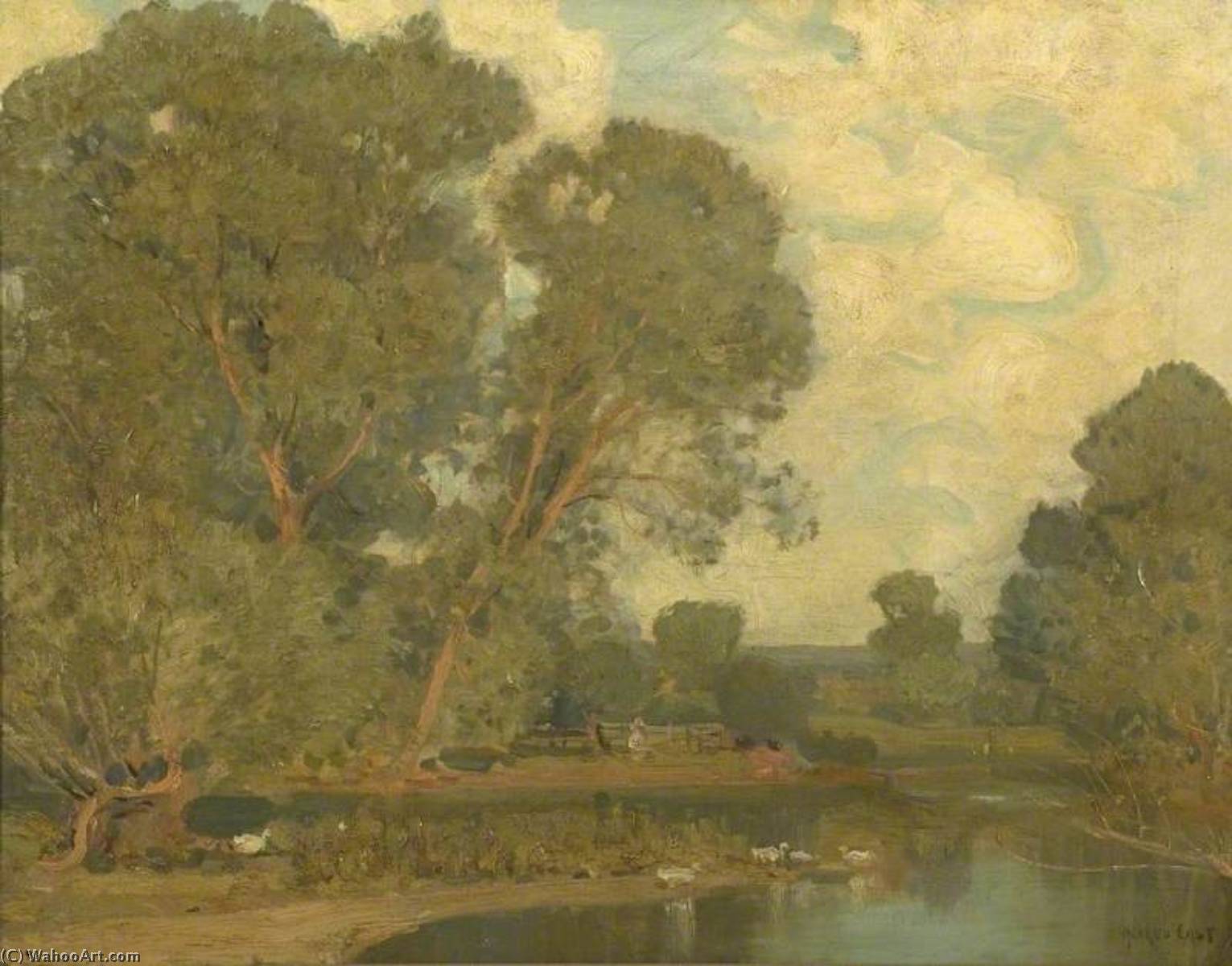 Wikioo.org - The Encyclopedia of Fine Arts - Painting, Artwork by Alfred East - The Duck Pond