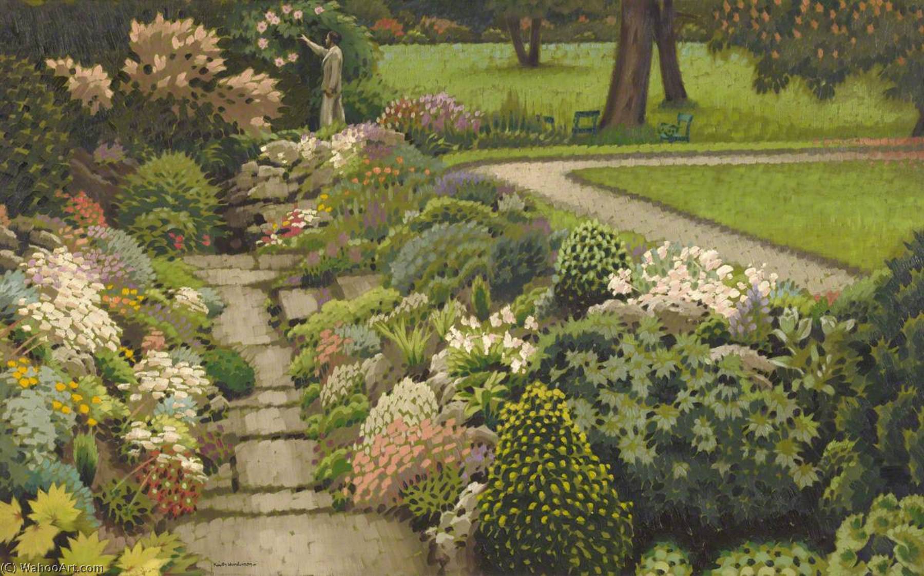 Wikioo.org - The Encyclopedia of Fine Arts - Painting, Artwork by Keith Henderson - Rock Garden, Sidney Sussex College