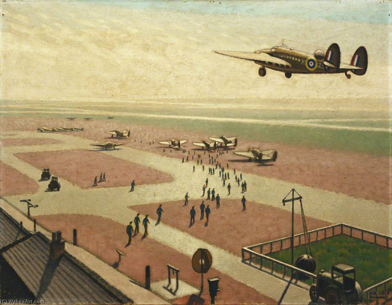 Wikioo.org - The Encyclopedia of Fine Arts - Painting, Artwork by Keith Henderson - A North East Coast Aerodrome