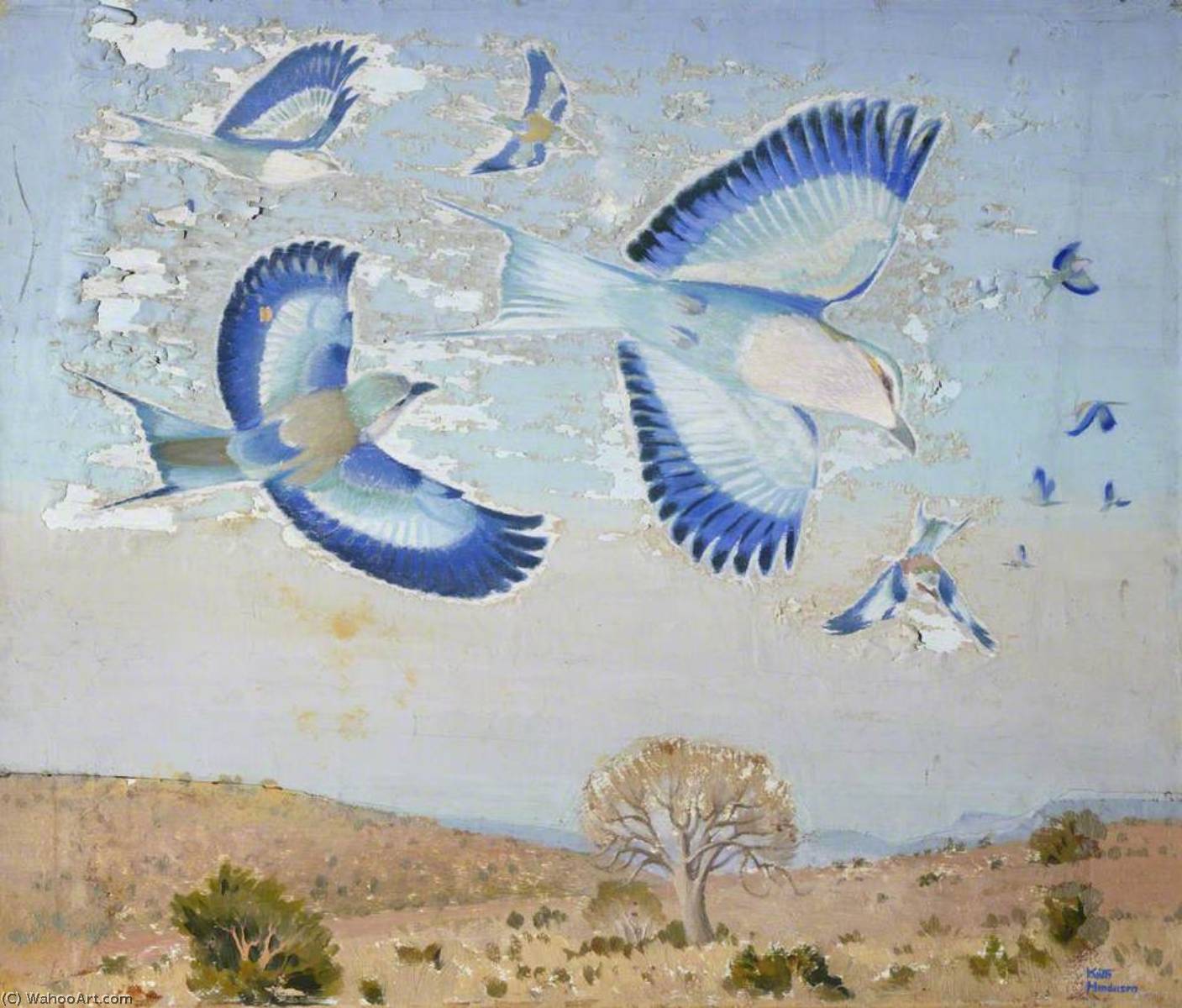 WikiOO.org - Enciclopédia das Belas Artes - Pintura, Arte por Keith Henderson - A Flight of Coracias