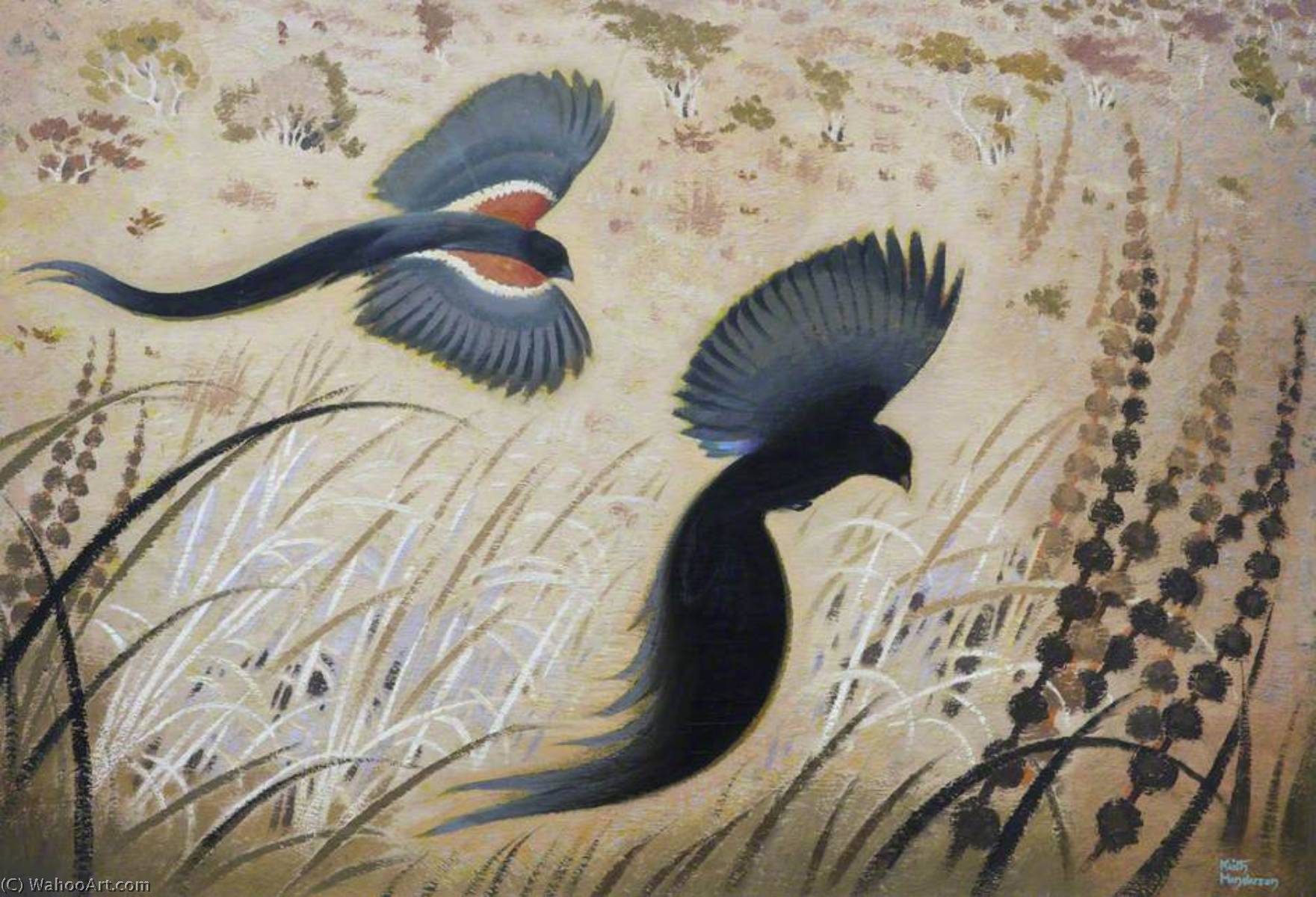 Wikoo.org - موسوعة الفنون الجميلة - اللوحة، العمل الفني Keith Henderson - Widow Birds