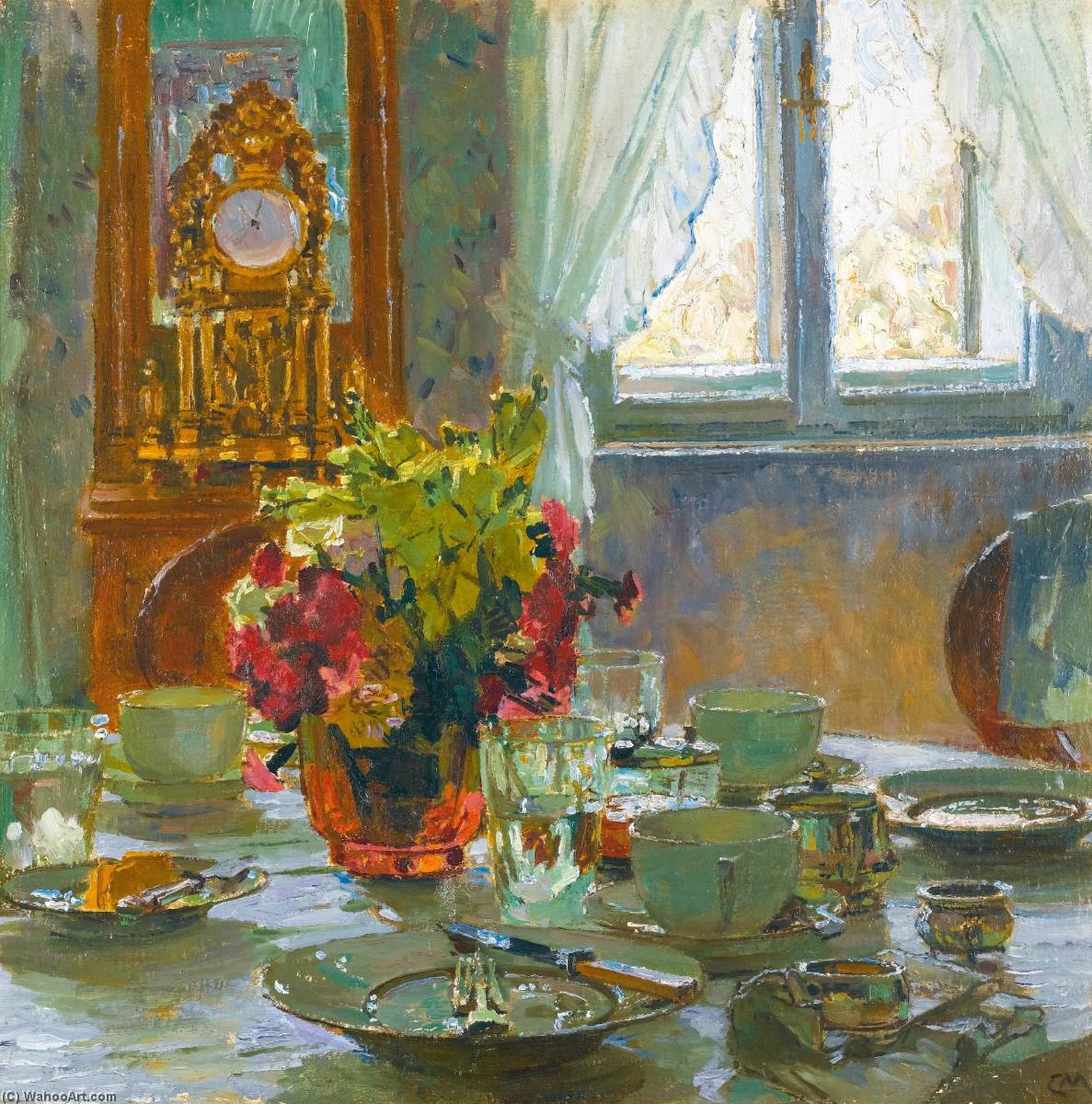 Wikioo.org - The Encyclopedia of Fine Arts - Painting, Artwork by Carl Moll - Der Frühstückstisch (The Breakfast Table)