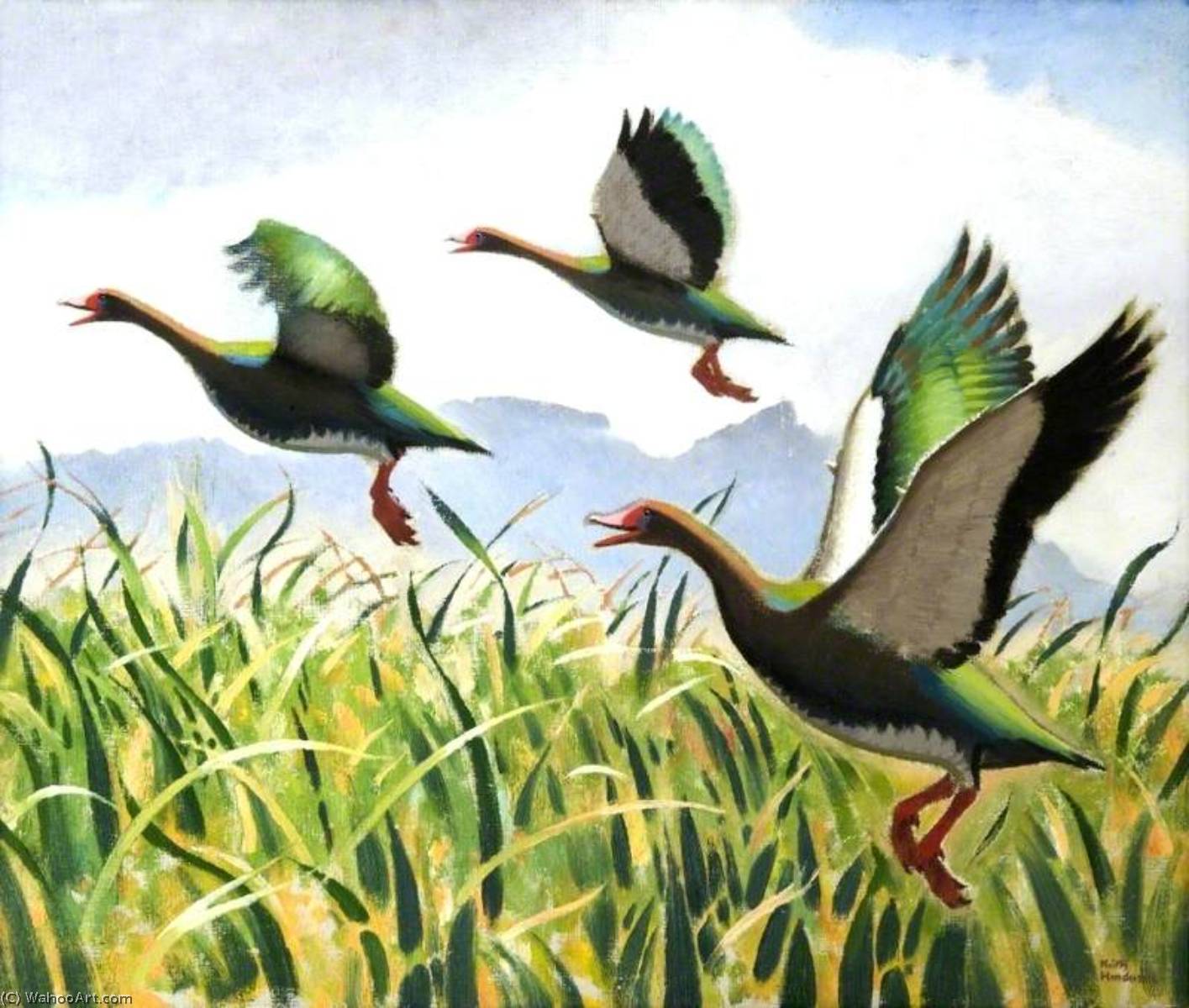 Wikioo.org - The Encyclopedia of Fine Arts - Painting, Artwork by Keith Henderson - Spur Winged Geese