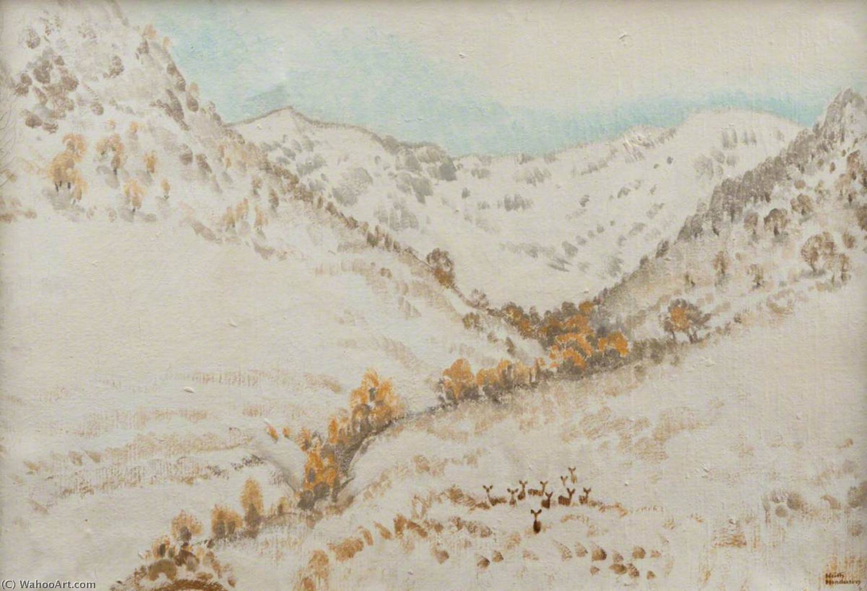 Wikioo.org - สารานุกรมวิจิตรศิลป์ - จิตรกรรม Keith Henderson - Hinds in Winter