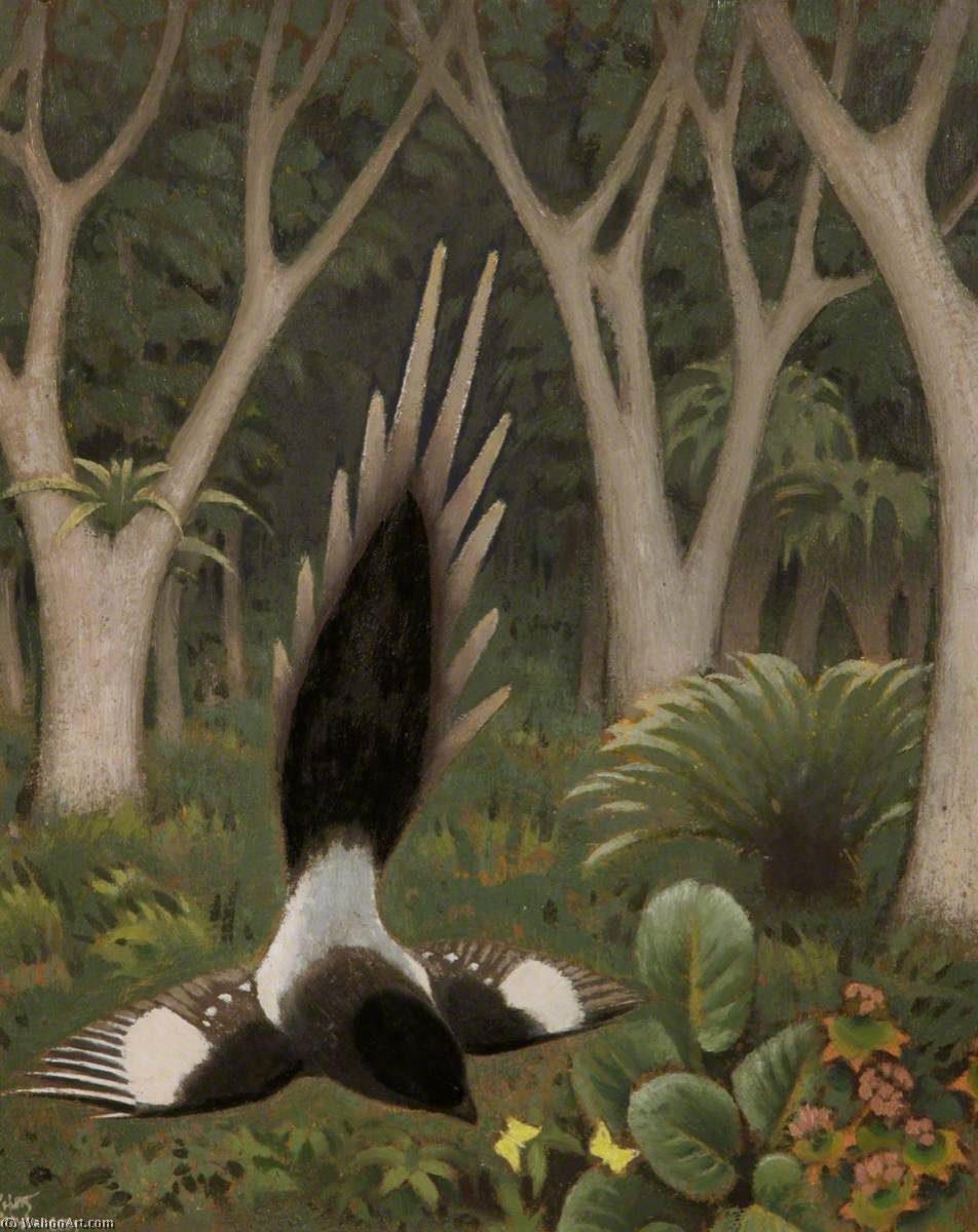 Wikioo.org - The Encyclopedia of Fine Arts - Painting, Artwork by Keith Henderson - Long Tailed Fly Catcher