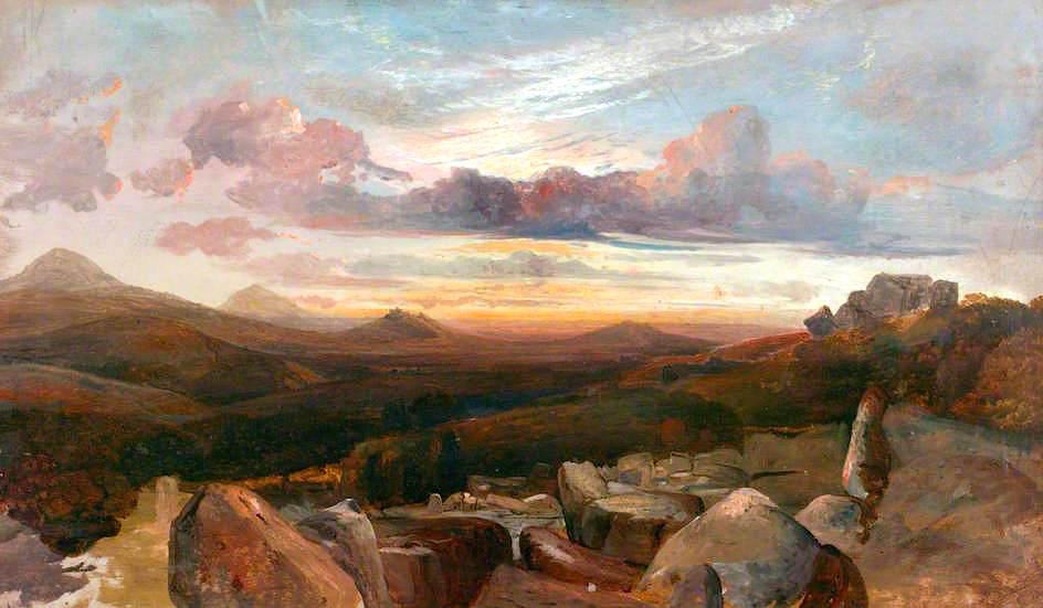 Wikioo.org - The Encyclopedia of Fine Arts - Painting, Artwork by Alfred Clint - Landscape with Mountains and Rocks