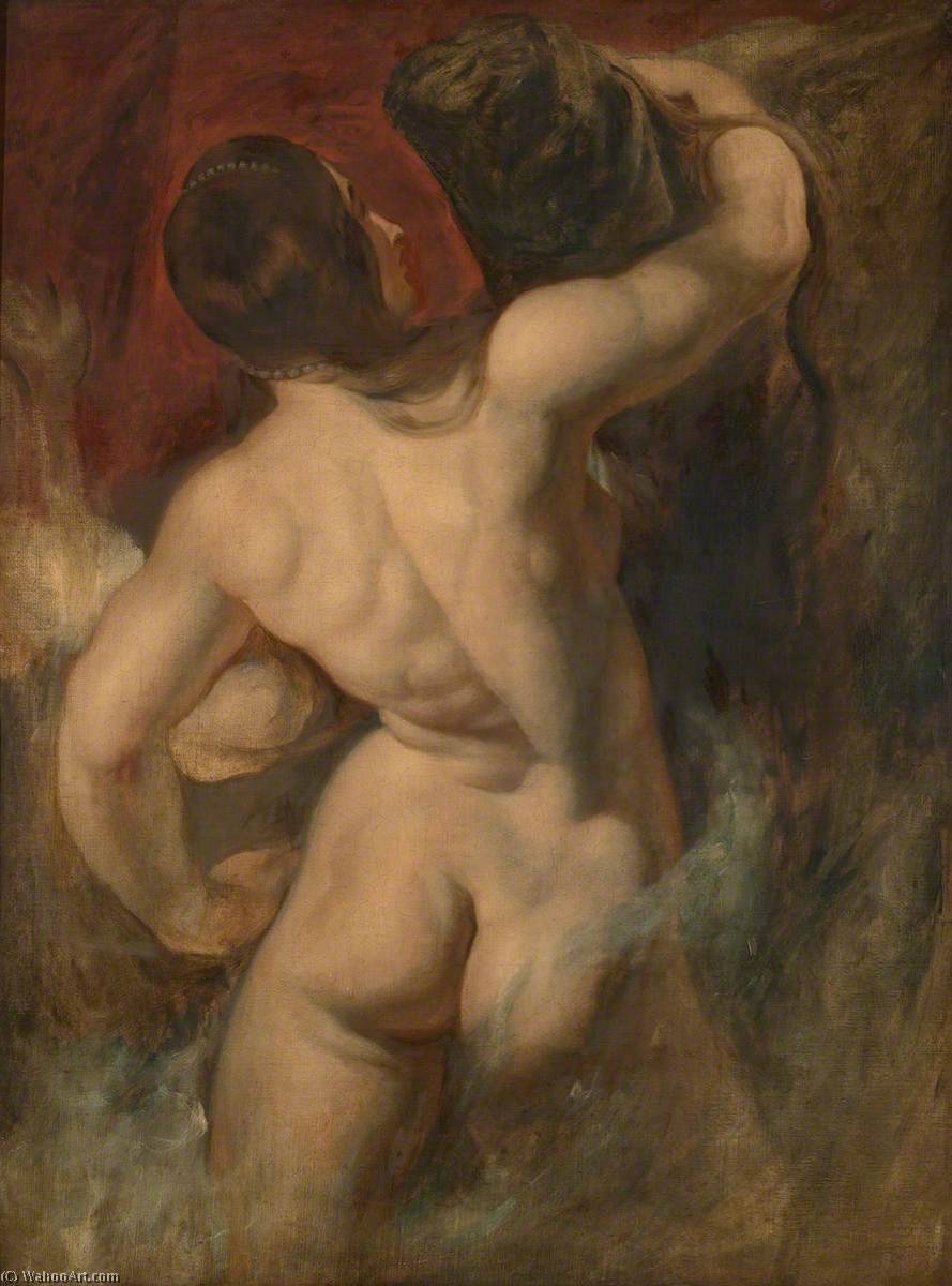 Wikioo.org - The Encyclopedia of Fine Arts - Painting, Artwork by William Etty - A Naiad (copy of Peter Paul Rubens, detail from 'The Arrival of Marie de Medici at Marseilles')