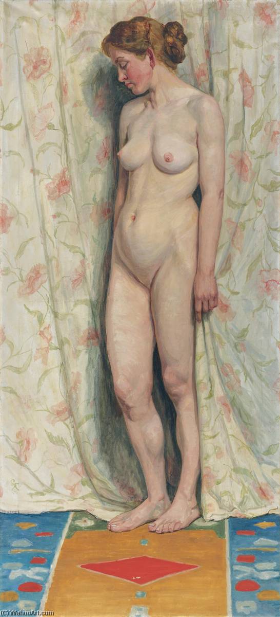 Wikioo.org - The Encyclopedia of Fine Arts - Painting, Artwork by Sigismund Righini - STEHENDER WEIBLICHER AKT, 1904 STANDING FEMALE NUDE , 1904