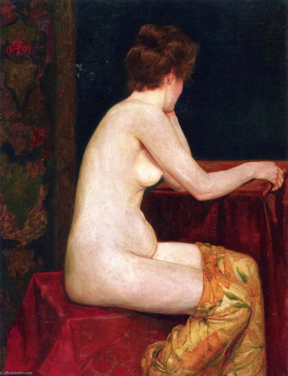 Wikioo.org - สารานุกรมวิจิตรศิลป์ - จิตรกรรม Sigismund Righini - Female, Sitting Nude