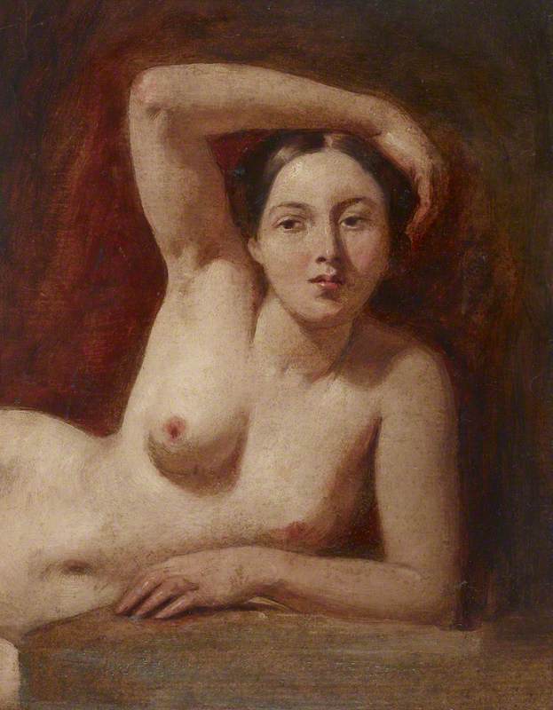 Wikioo.org - The Encyclopedia of Fine Arts - Painting, Artwork by William Etty - Half Figure of a Female Nude Reclining