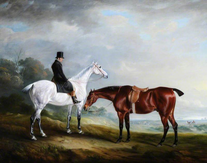 WikiOO.org - Enciclopedia of Fine Arts - Pictura, lucrări de artă John E Ferneley I - A Groom and Two Hunters