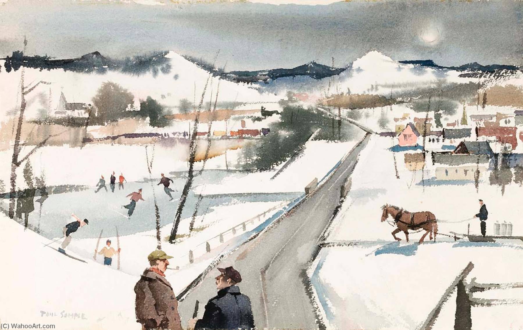 Wikioo.org - The Encyclopedia of Fine Arts - Painting, Artwork by Paul Sample - An American Road in Winter, Vermont