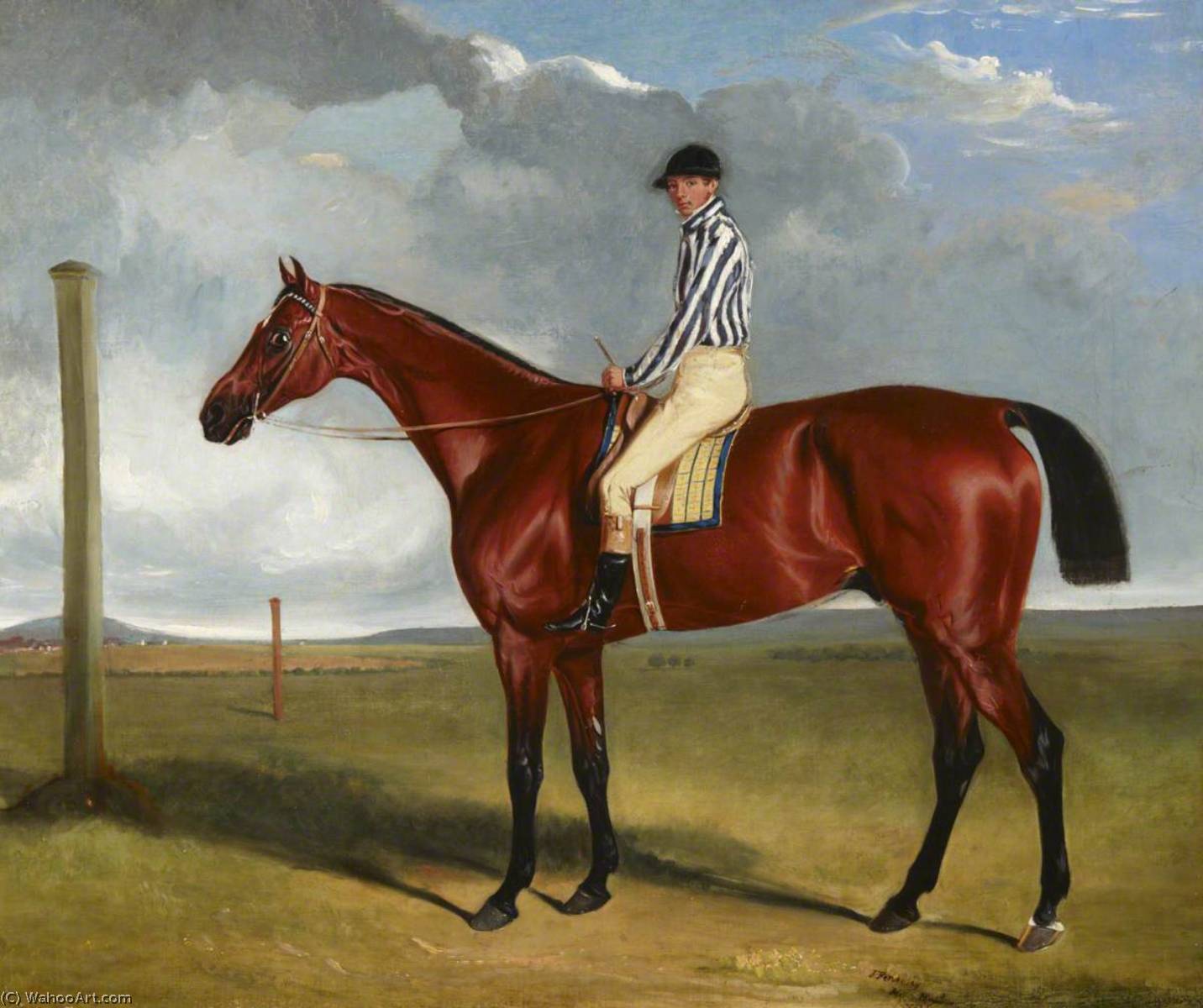Wikioo.org - สารานุกรมวิจิตรศิลป์ - จิตรกรรม John E Ferneley I - Bay Racehorse and Rider