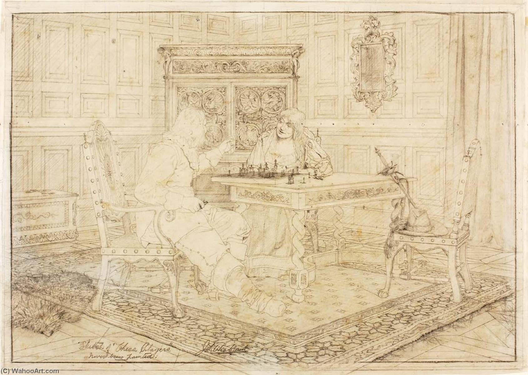 Wikioo.org - The Encyclopedia of Fine Arts - Painting, Artwork by Jefferson David Chalfant - Sketch of Chess Players