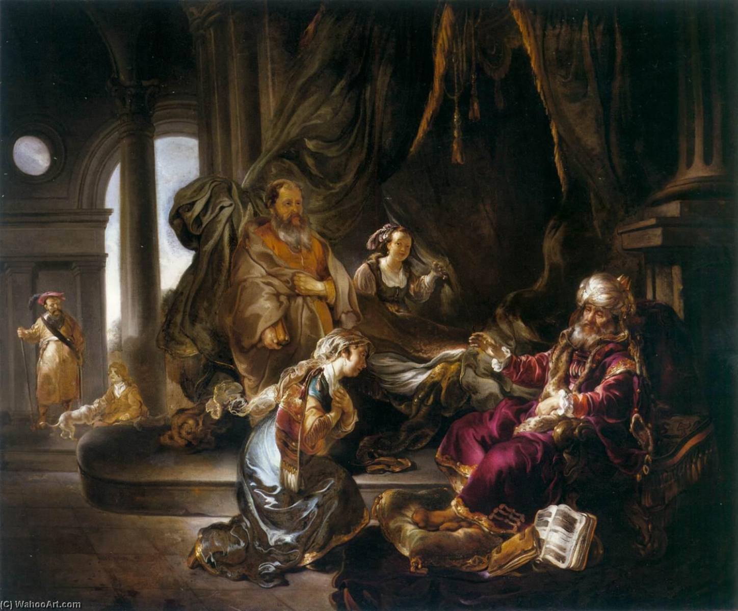 Wikioo.org - The Encyclopedia of Fine Arts - Painting, Artwork by Jan Van Noordt - Bathsheba Makes an Appeal to King David