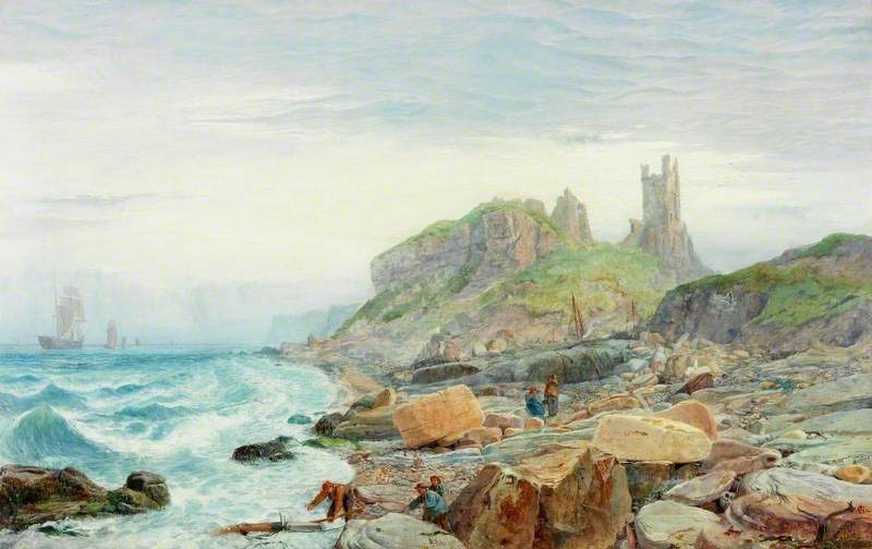 WikiOO.org - Encyclopedia of Fine Arts - Schilderen, Artwork Charles Napier Hemy - Ruins of a Northumbrian Keep