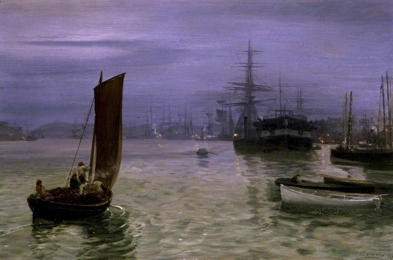 WikiOO.org - Encyclopedia of Fine Arts - Festés, Grafika Charles Napier Hemy - The Last Boat In
