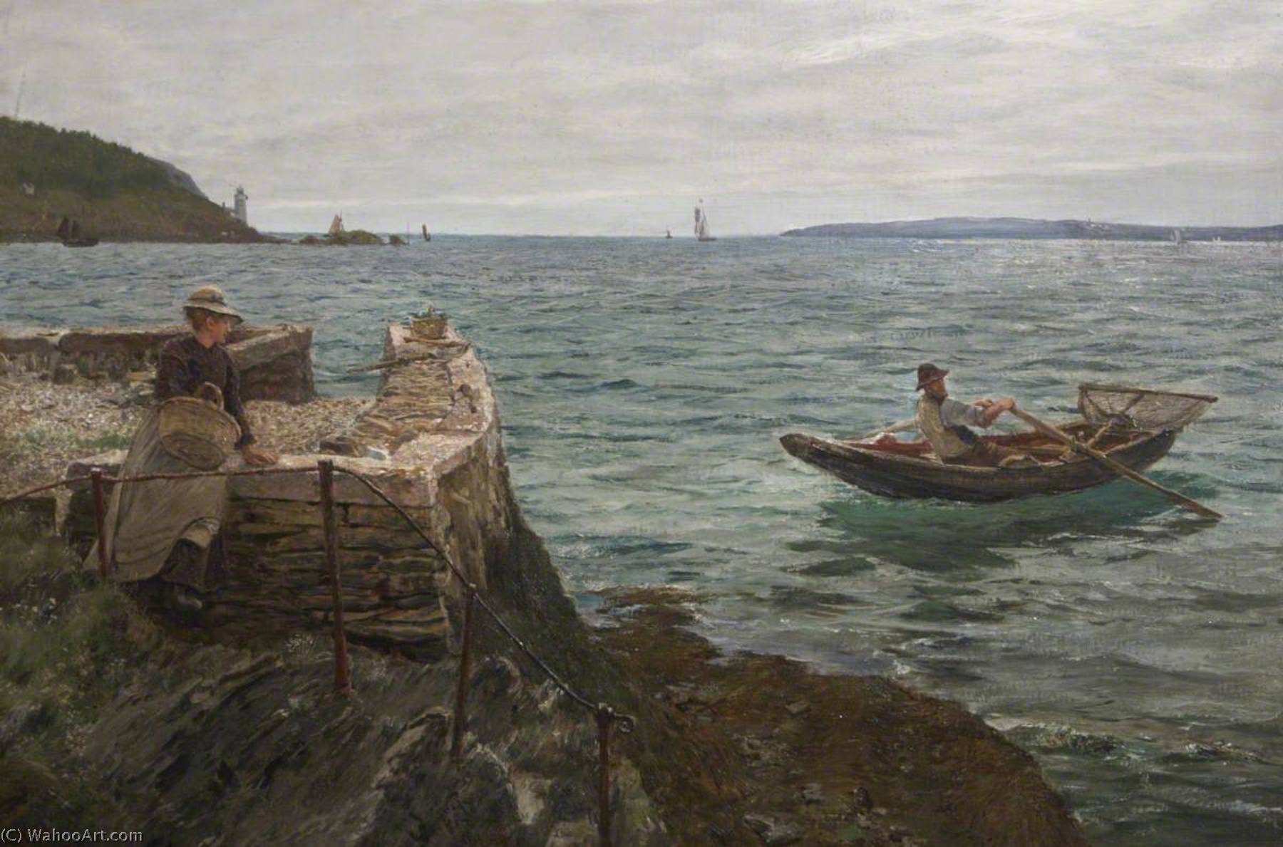 Wikioo.org - The Encyclopedia of Fine Arts - Painting, Artwork by Charles Napier Hemy - Shrimper's Daughter, Falmouth