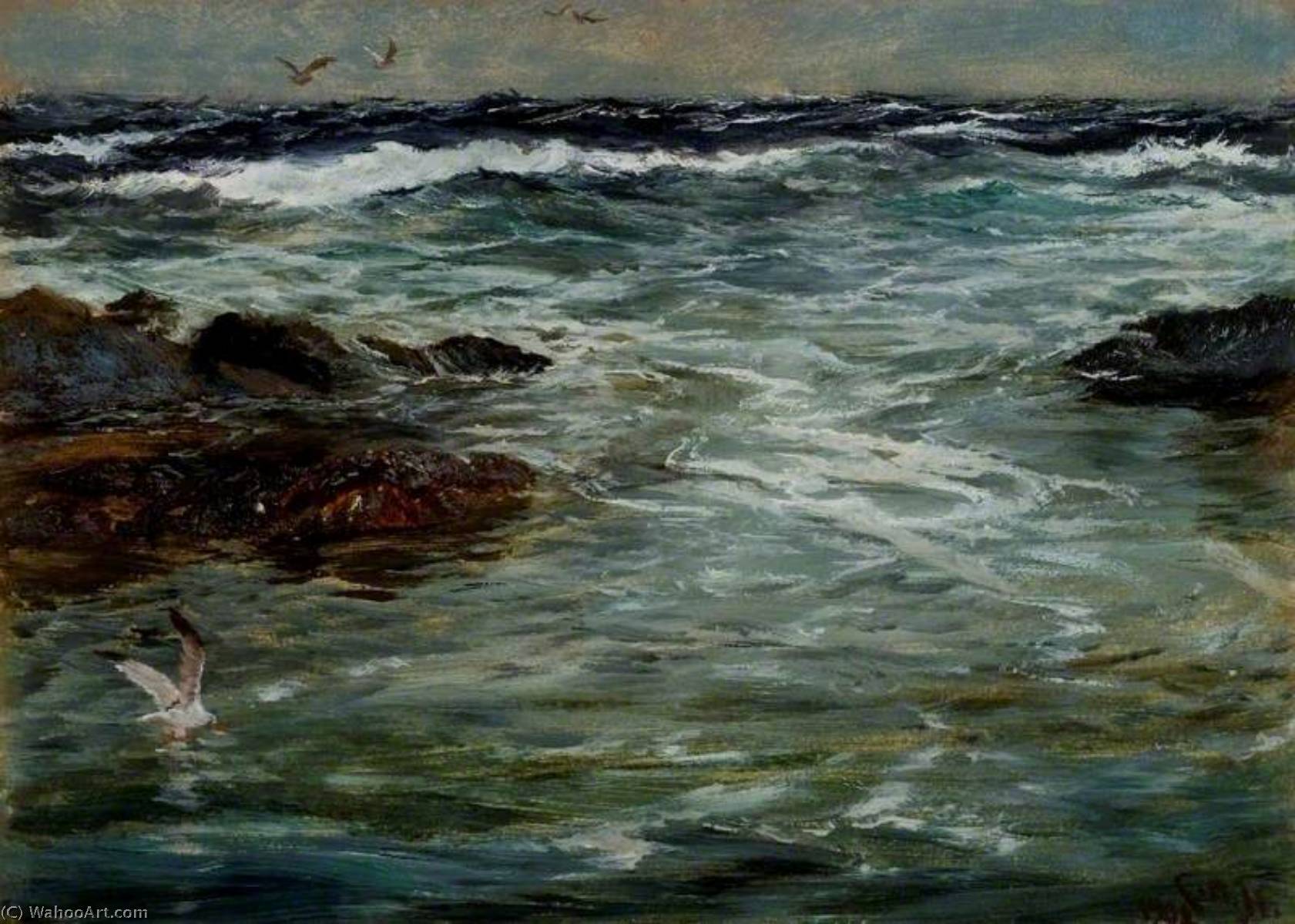 WikiOO.org - Enciclopédia das Belas Artes - Pintura, Arte por Charles Napier Hemy - Sea Study at Portscatho, Cornwall