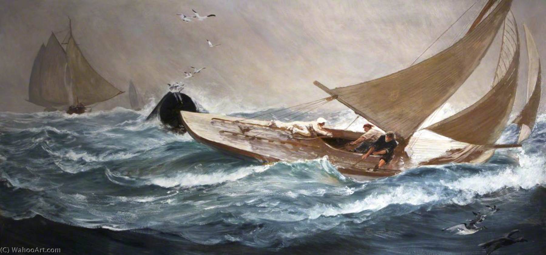 Wikioo.org - The Encyclopedia of Fine Arts - Painting, Artwork by Charles Napier Hemy - Winning the Cup