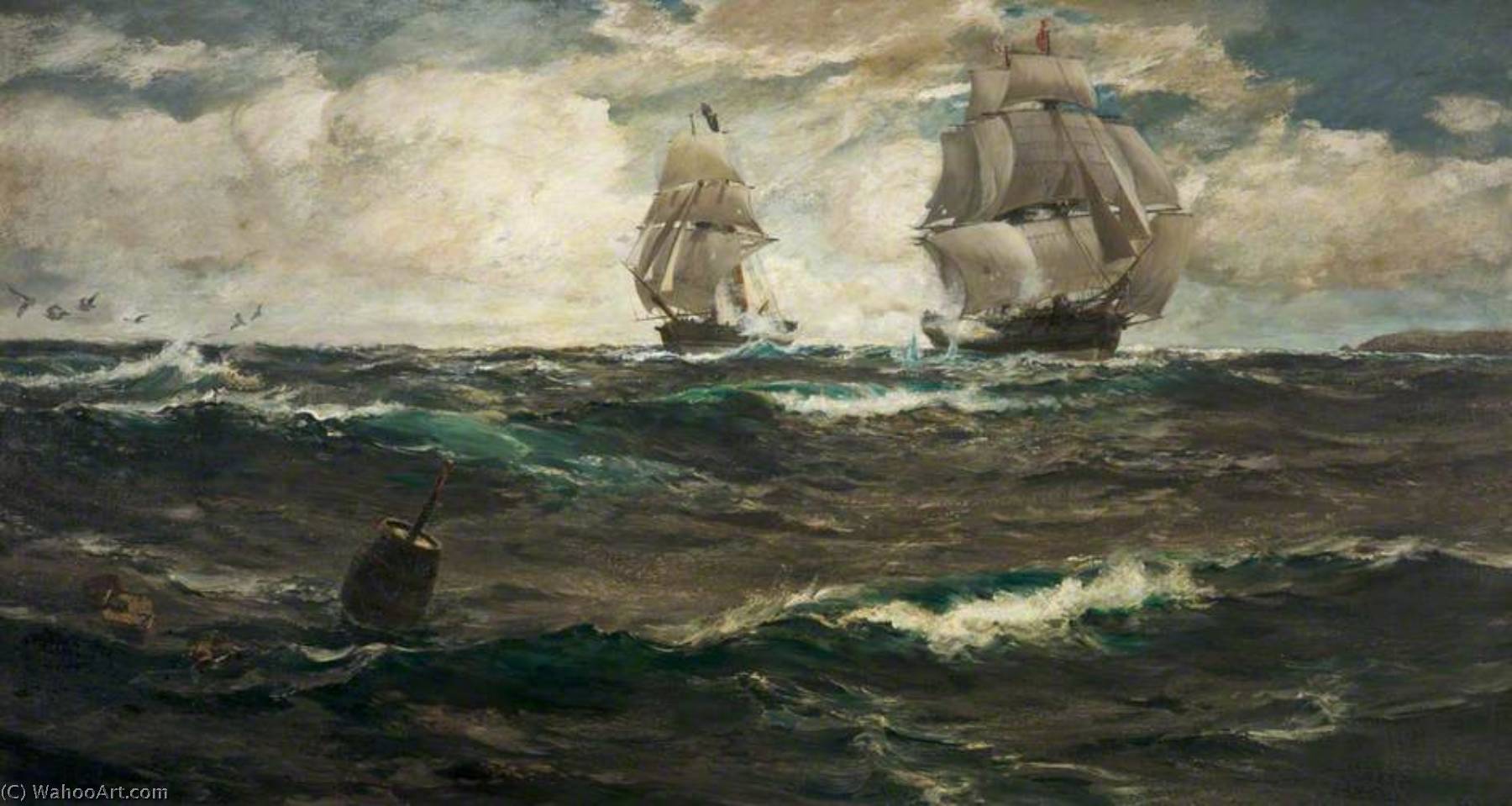 WikiOO.org - Εγκυκλοπαίδεια Καλών Τεχνών - Ζωγραφική, έργα τέχνης Charles Napier Hemy - The Armed Merchant Man