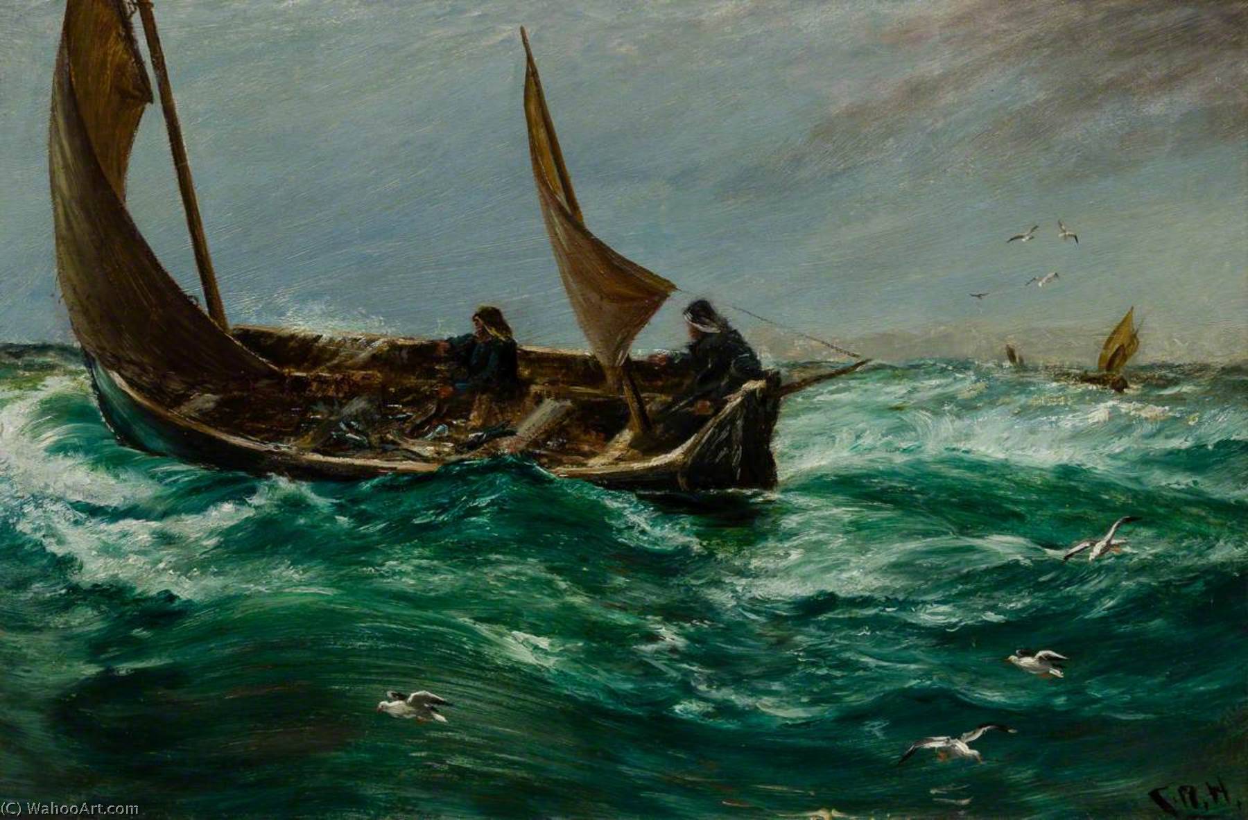 Wikioo.org – L'Encyclopédie des Beaux Arts - Peinture, Oeuvre de Charles Napier Hemy - pêcheur sur au  chemin  maison