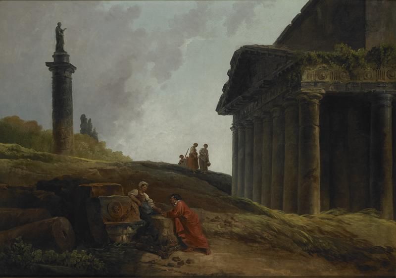 Wikioo.org - The Encyclopedia of Fine Arts - Painting, Artwork by Hubert Robert - MONUMENTS ET RUINES DIT AUTREFOIS RUINES D'ITALIE