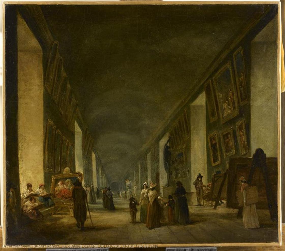 Wikioo.org - The Encyclopedia of Fine Arts - Painting, Artwork by Hubert Robert - LA GRANDE GALERIE DU LOUVRE, ENTRE 1794 ET 1796