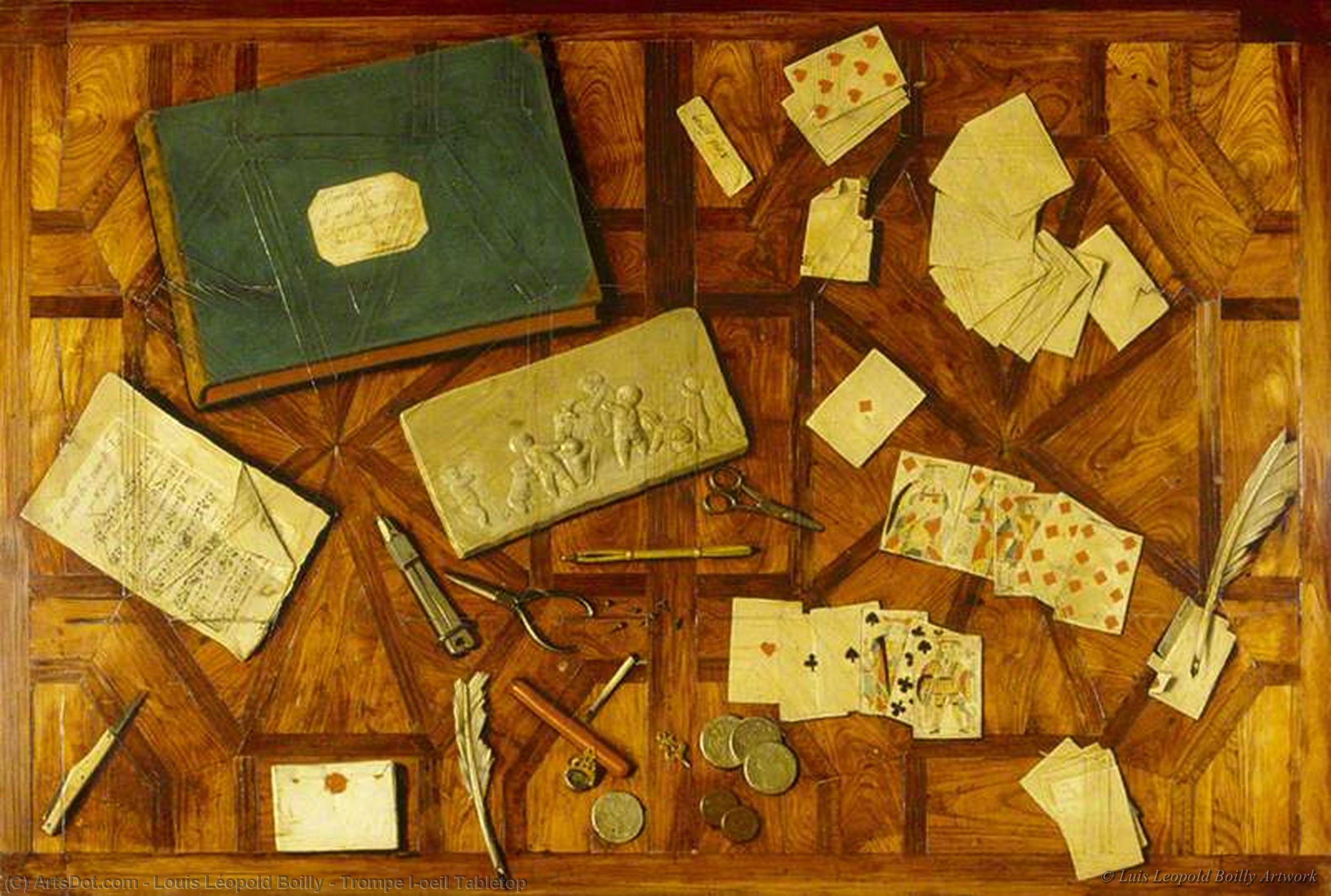 Wikioo.org - The Encyclopedia of Fine Arts - Painting, Artwork by Louis Léopold Boilly - Trompe l'oeil Tabletop