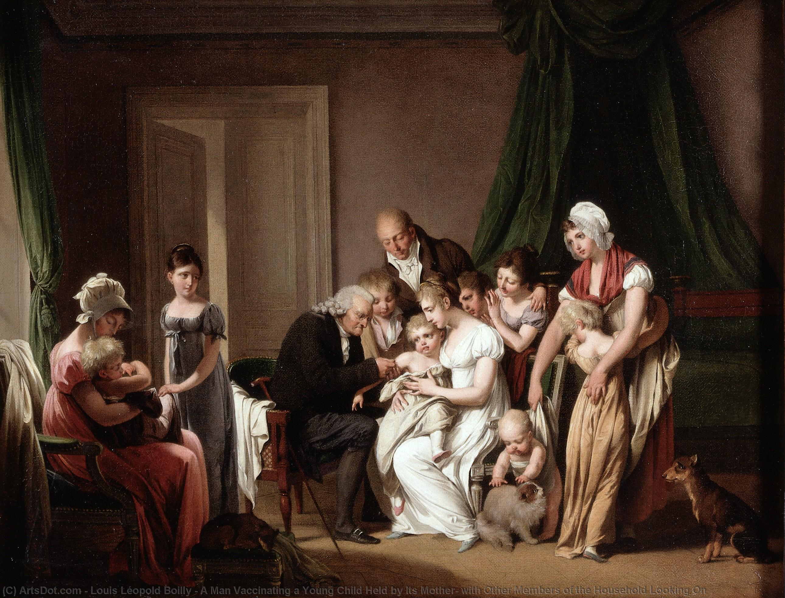 Wikioo.org - The Encyclopedia of Fine Arts - Painting, Artwork by Louis Léopold Boilly - A Man Vaccinating a Young Child Held by Its Mother, with Other Members of the Household Looking On