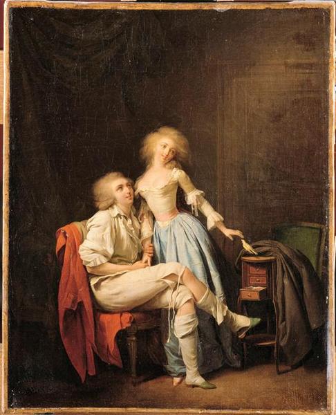 Wikioo.org – L'Enciclopedia delle Belle Arti - Pittura, Opere di Louis Léopold Boilly - L'oiseau prive , dit le coppie eccetera l'oiseau envole