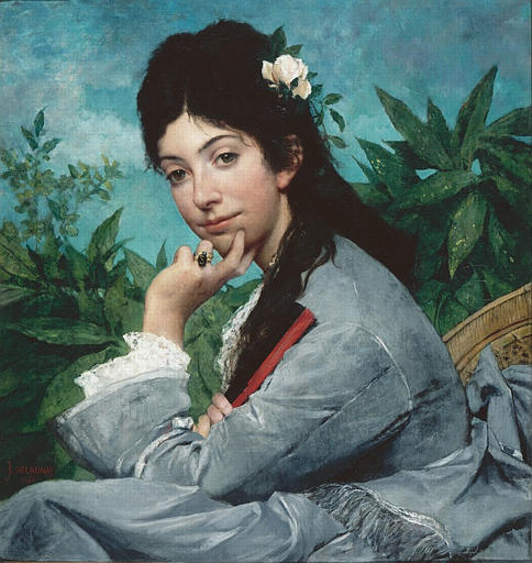 WikiOO.org - Енциклопедия за изящни изкуства - Живопис, Произведения на изкуството Jules Elie Delauney - Portrait de Mademoiselle Stéphanie Brousset