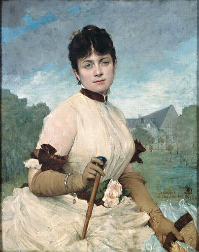 Wikioo.org - The Encyclopedia of Fine Arts - Painting, Artwork by Jules Elie Delauney - Portrait de Madame Marie Toulmouche
