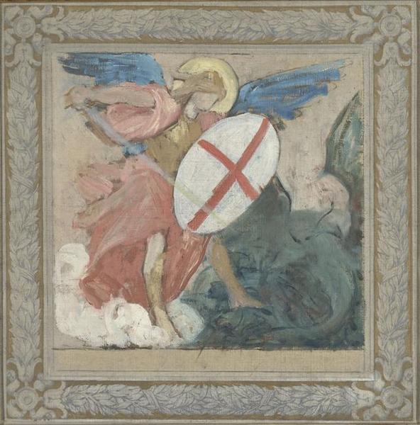 Wikioo.org - The Encyclopedia of Fine Arts - Painting, Artwork by Jules Elie Delauney - L'archange saint Michel combattant
