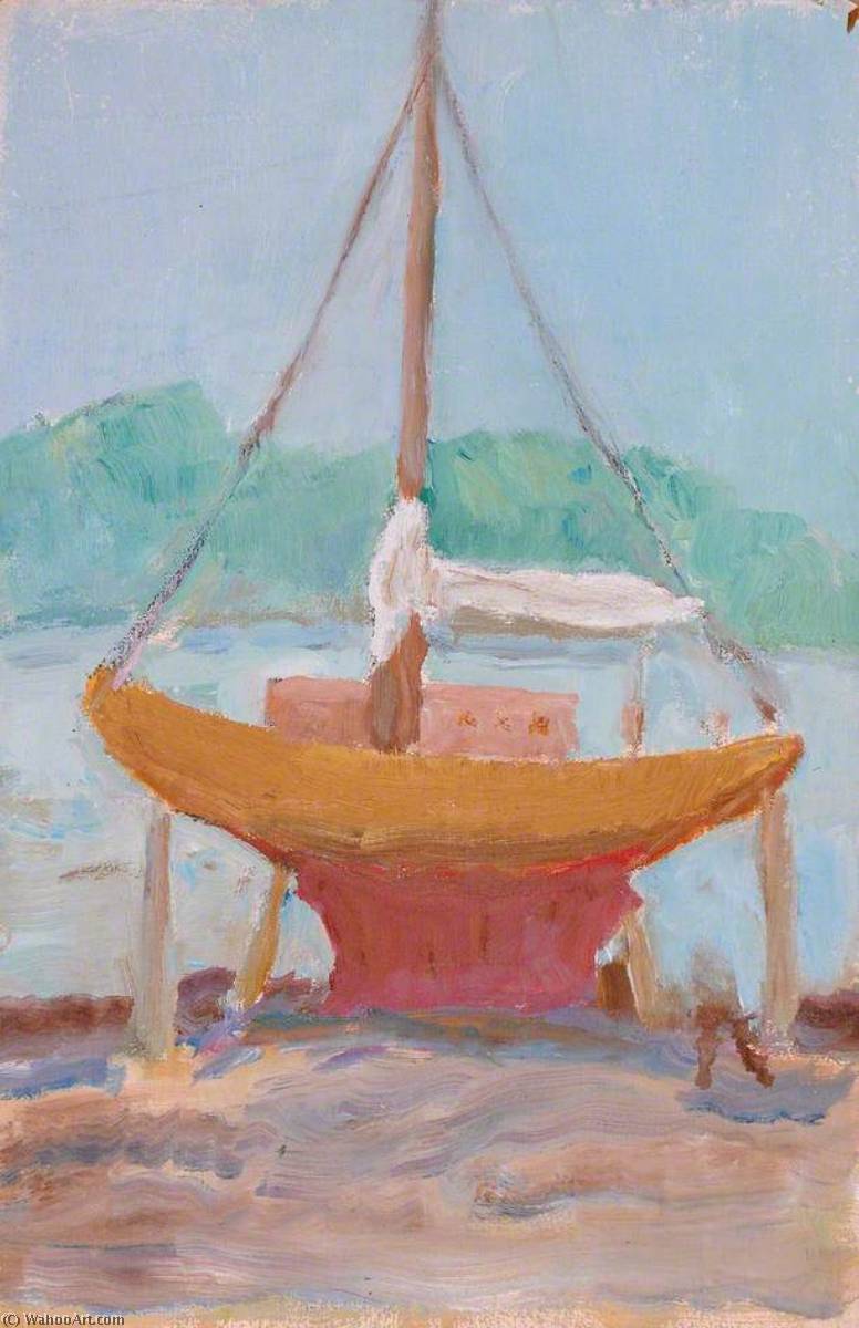 WikiOO.org - אנציקלופדיה לאמנויות יפות - ציור, יצירות אמנות Margaret Sidney Davies - Sailing Boat in Dry Dock