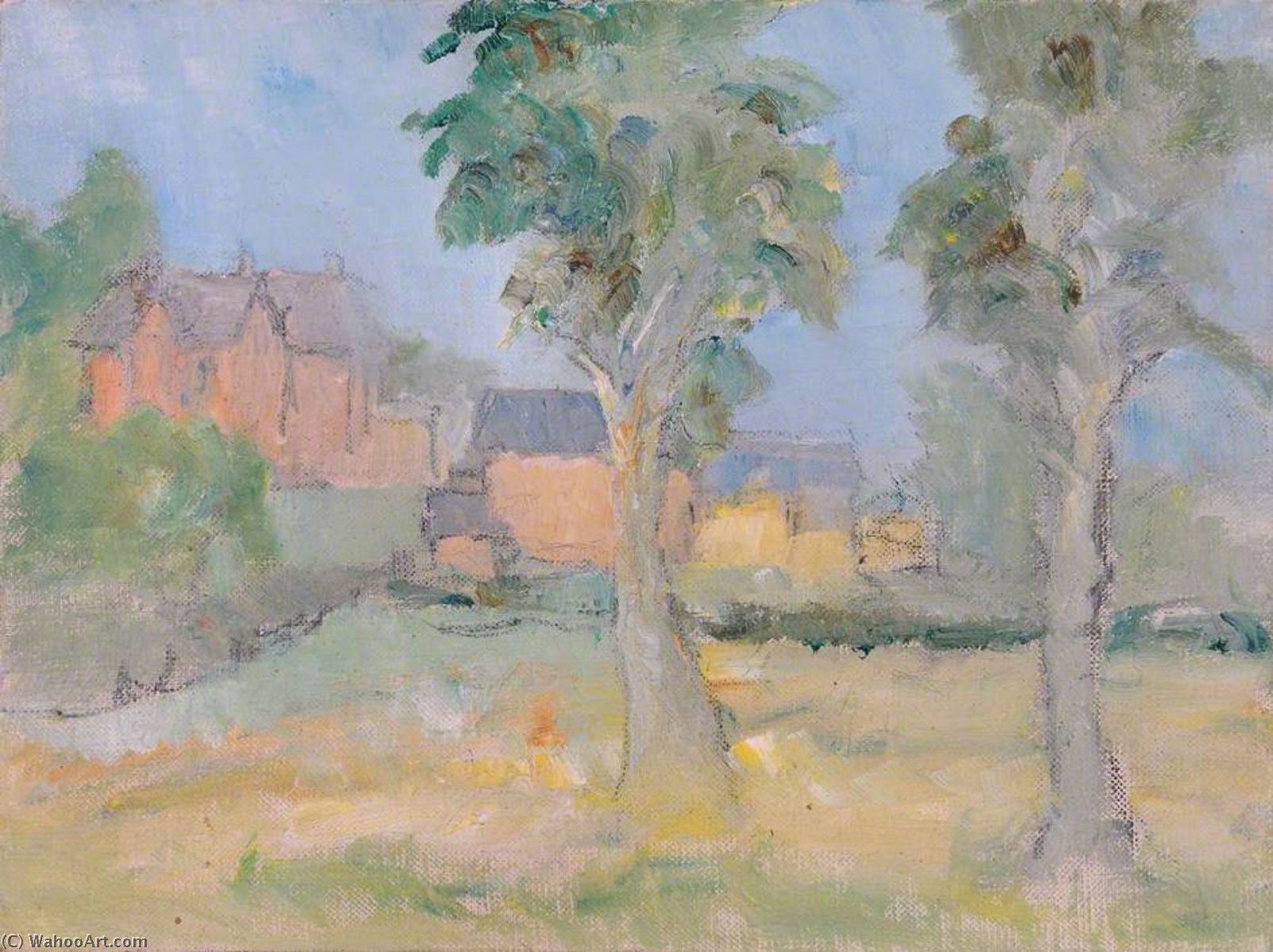 WikiOO.org - Енциклопедія образотворчого мистецтва - Живопис, Картини
 Margaret Sidney Davies - Two Trees and Buildings