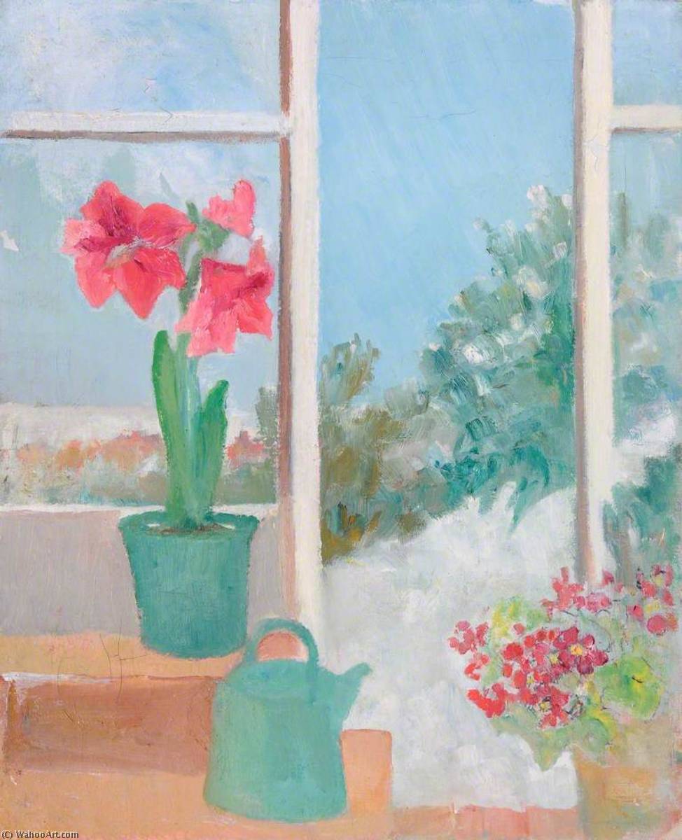 WikiOO.org - אנציקלופדיה לאמנויות יפות - ציור, יצירות אמנות Margaret Sidney Davies - Amaryllis and Watering Can