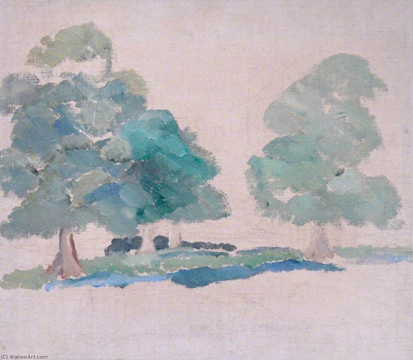 WikiOO.org - Enciklopedija likovnih umjetnosti - Slikarstvo, umjetnička djela Margaret Sidney Davies - Four Trees (unfinished)