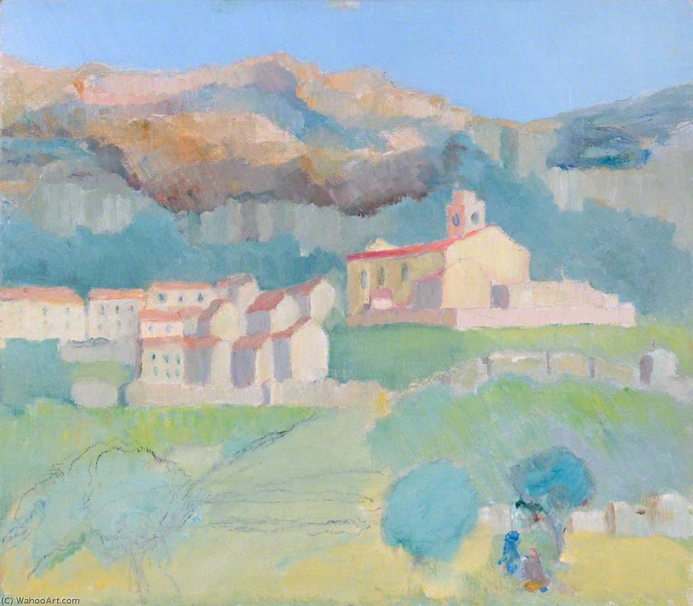 WikiOO.org - Encyclopedia of Fine Arts - Maleri, Artwork Margaret Sidney Davies - French Town and Church