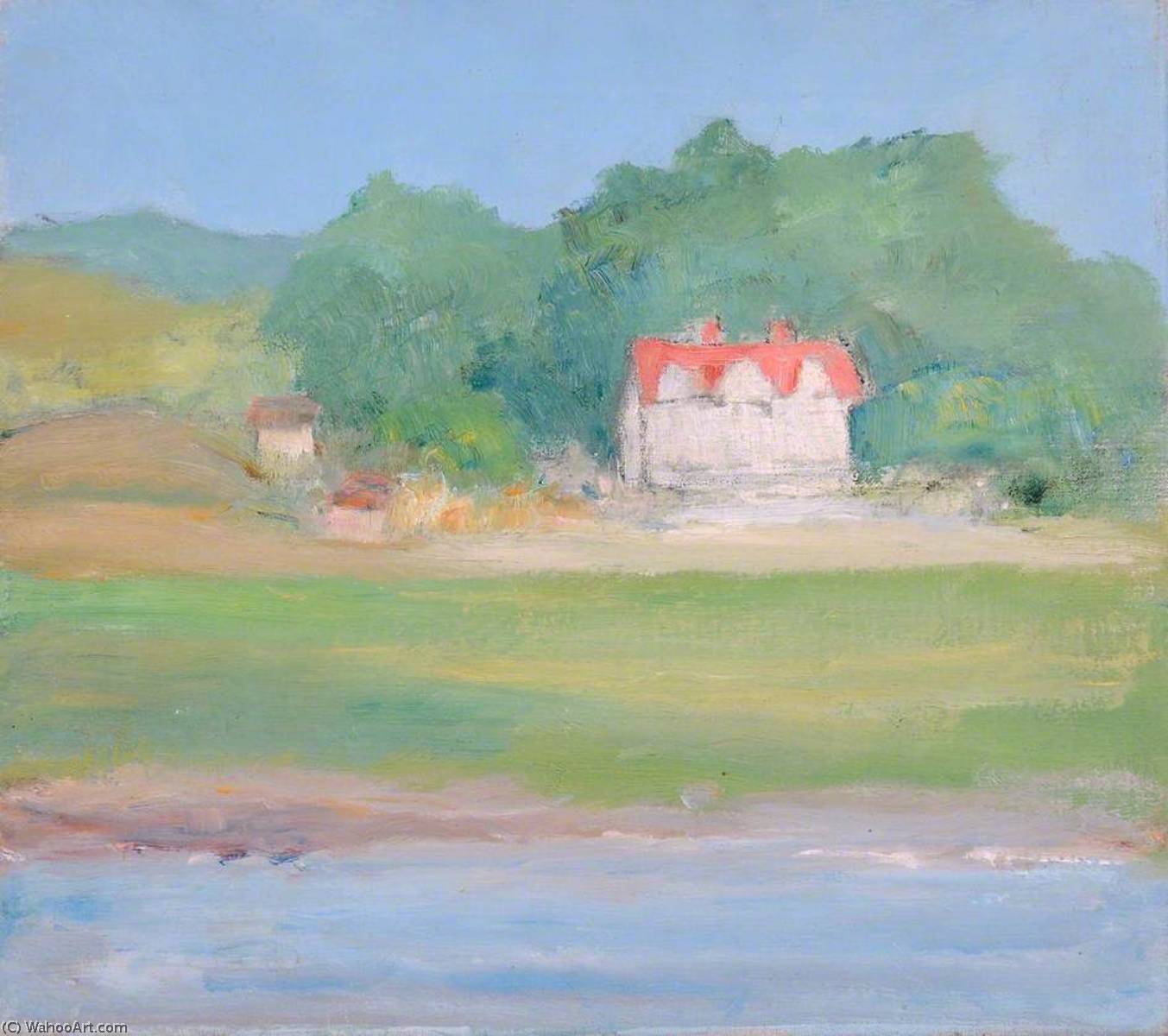Wikioo.org - The Encyclopedia of Fine Arts - Painting, Artwork by Margaret Sidney Davies - White House, Red Roof