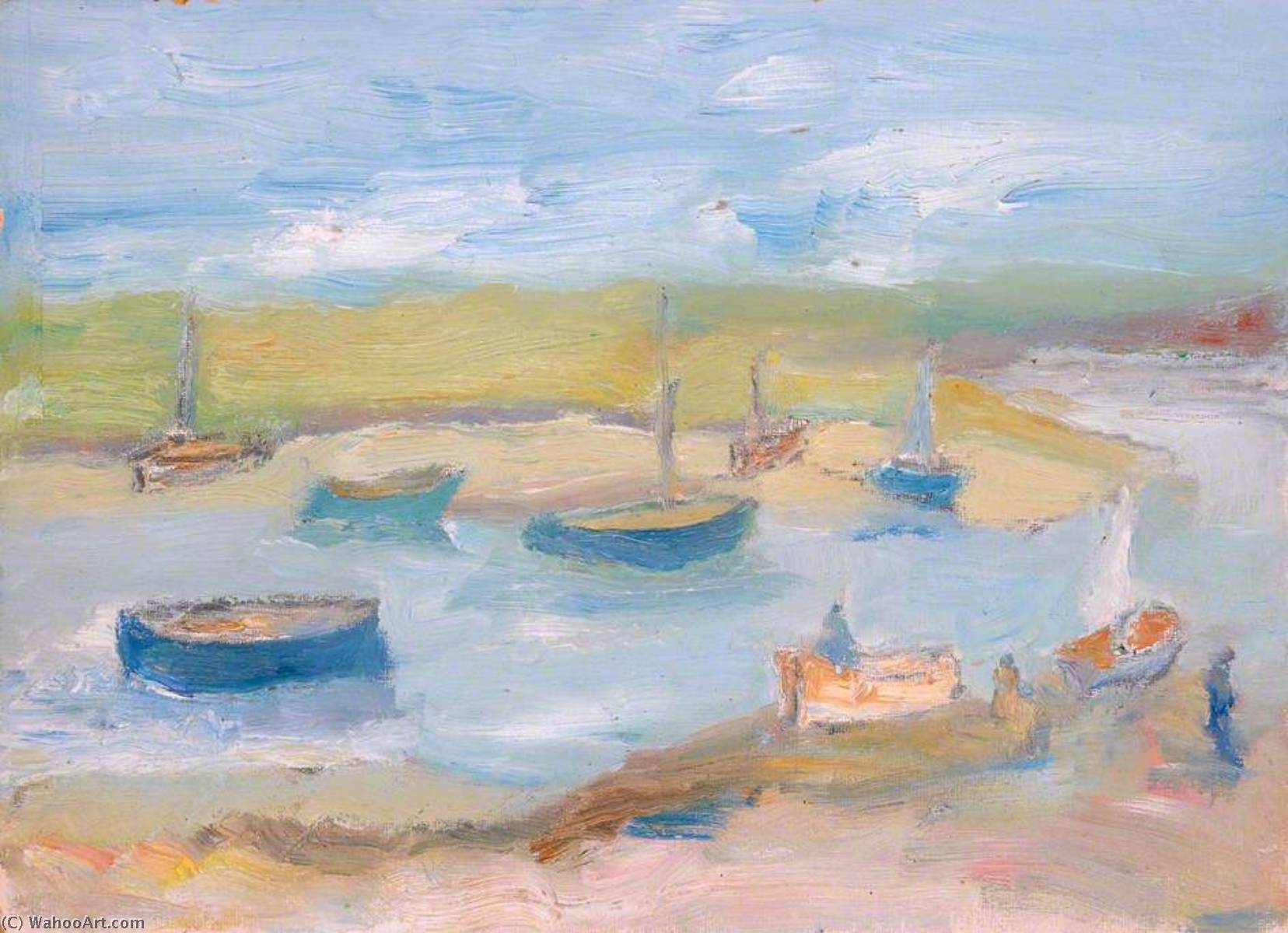 Wikoo.org - موسوعة الفنون الجميلة - اللوحة، العمل الفني Margaret Sidney Davies - Boats on the Estuary