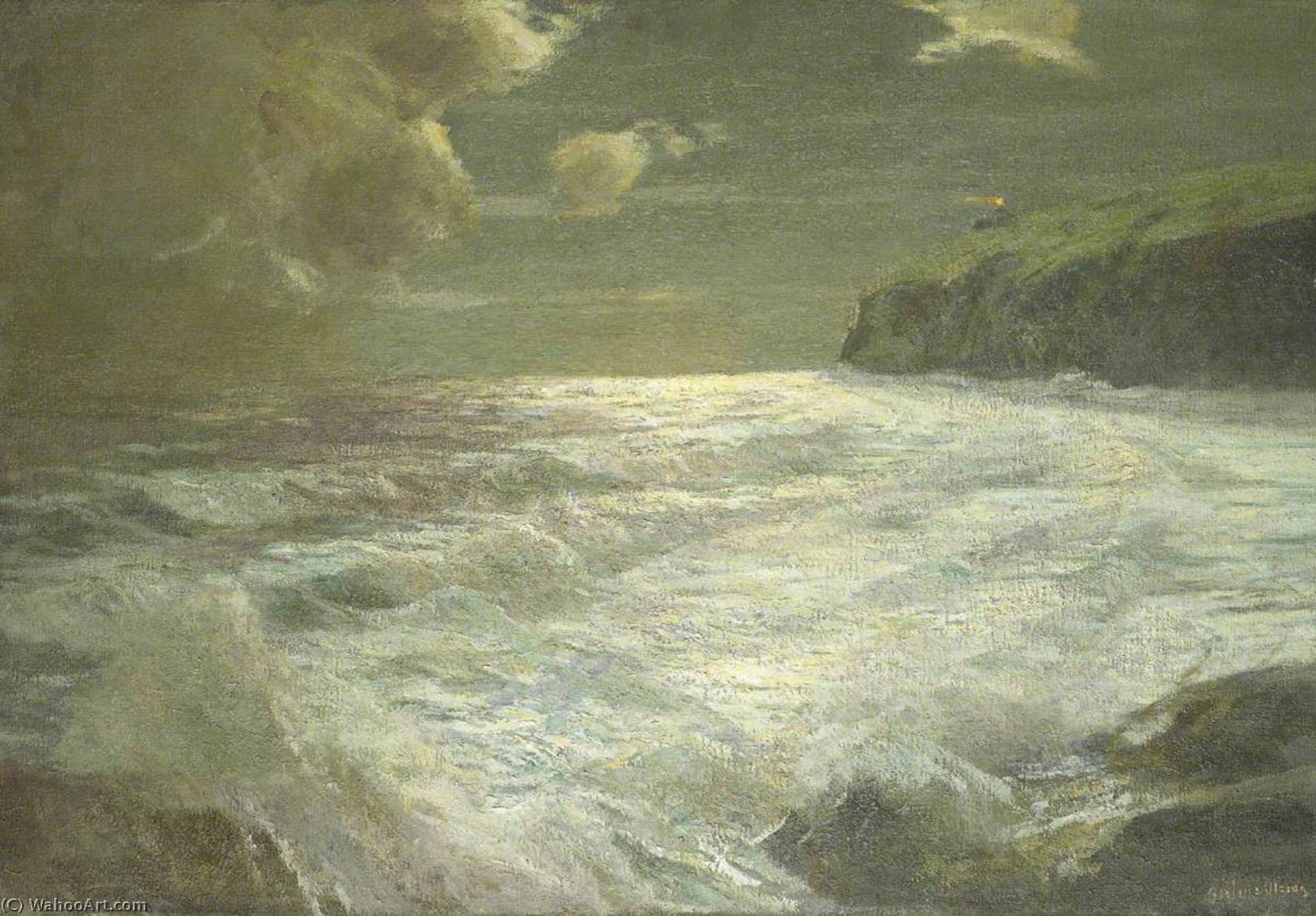 WikiOO.org - Εγκυκλοπαίδεια Καλών Τεχνών - Ζωγραφική, έργα τέχνης Albert Julius Olsson - A Coastal View with a Lighthouse