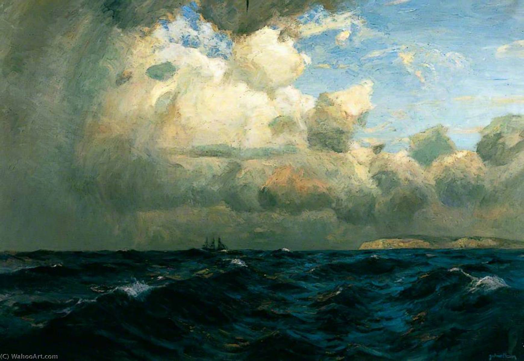 Wikioo.org - The Encyclopedia of Fine Arts - Painting, Artwork by Albert Julius Olsson - Seascape off the Isle of Wight
